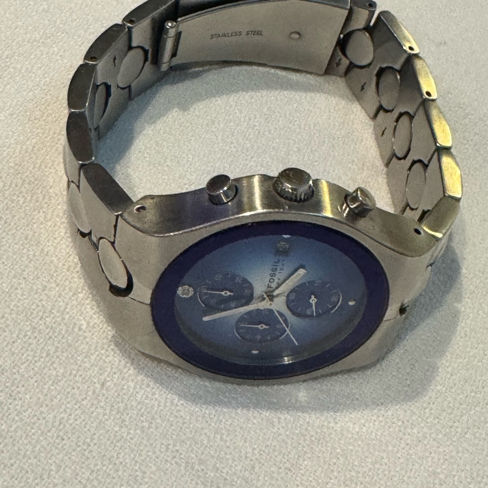 Fossil Stainless Steel Smartwatch with Blue Trim